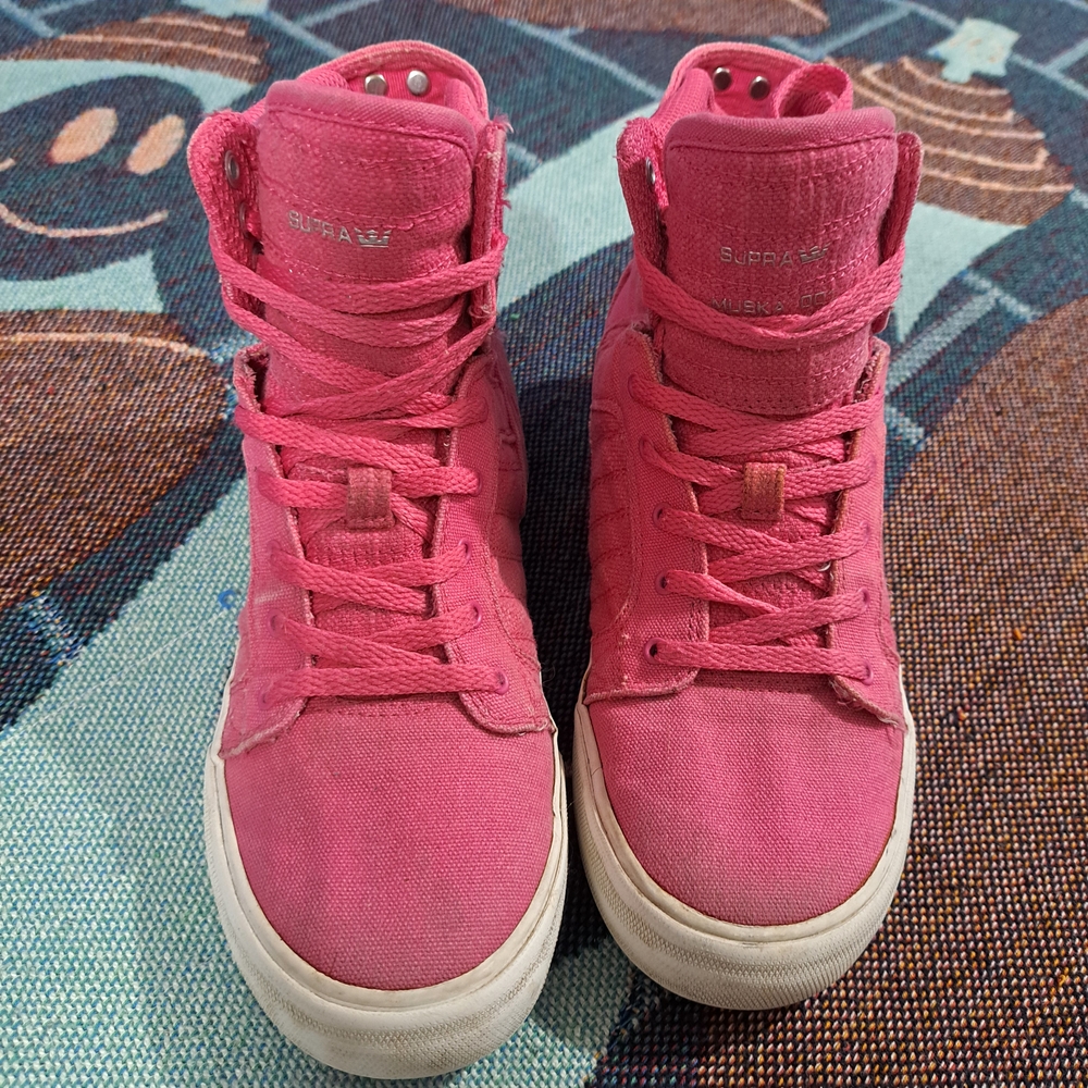 🌈SUPRA PINK CANVAS HIGH TOP SNEAKERS